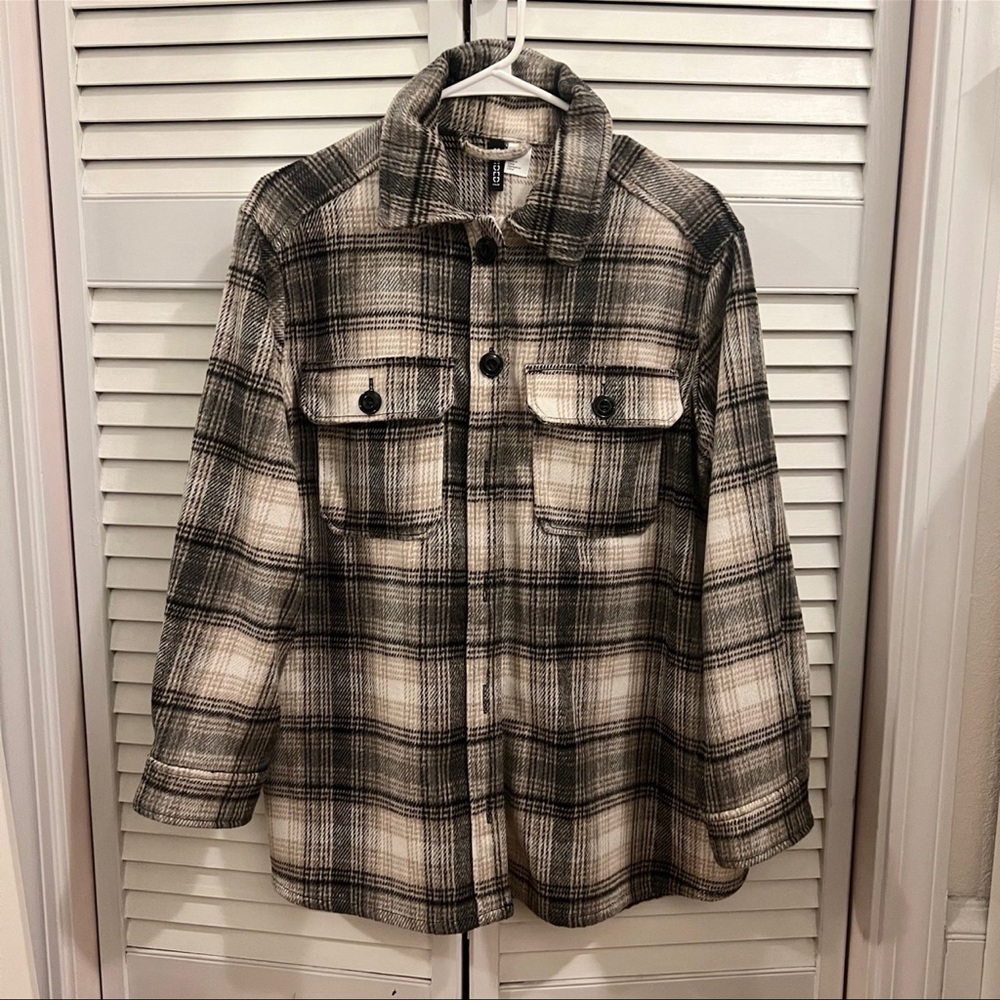 H&M Brown Plaid Shirt Jacket